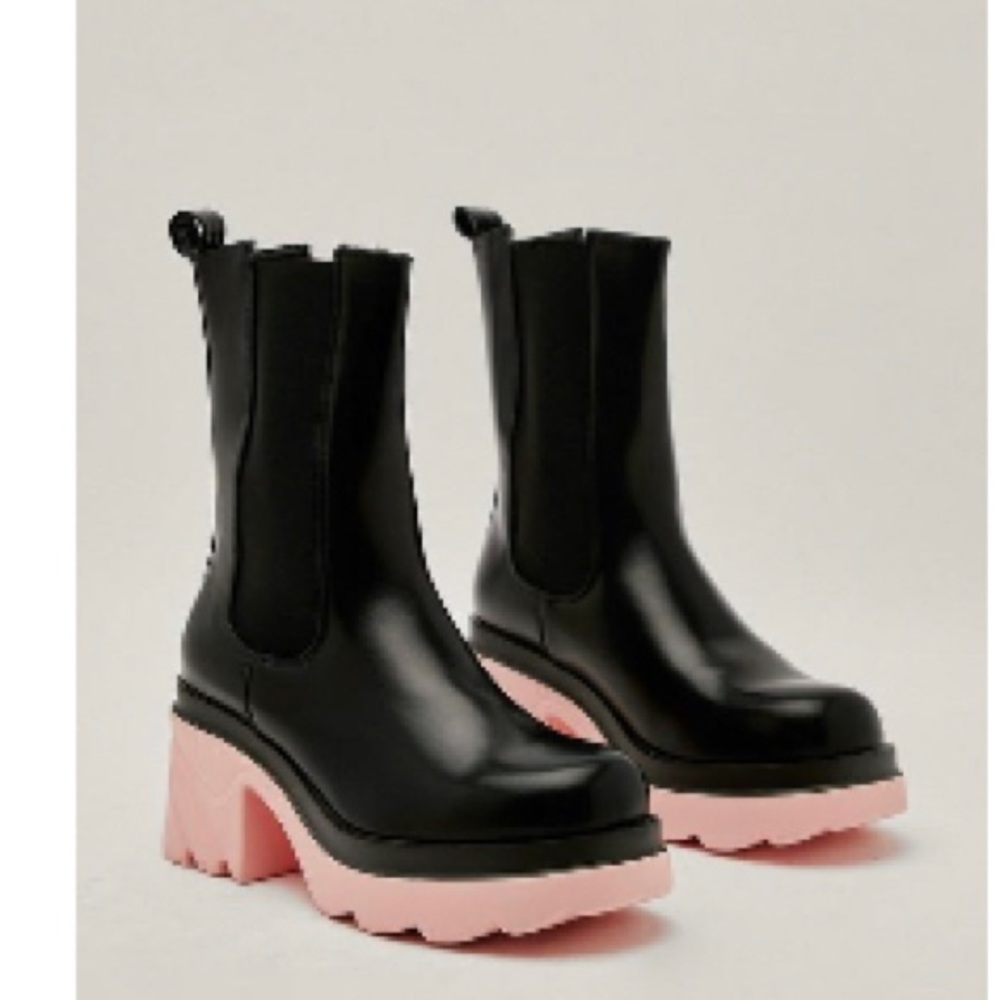 Nastygal black and pink heel boot size 7, worn once, like new.
